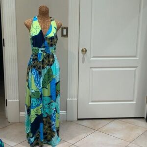 Karin Stevens Blue and Green Maxi Dress